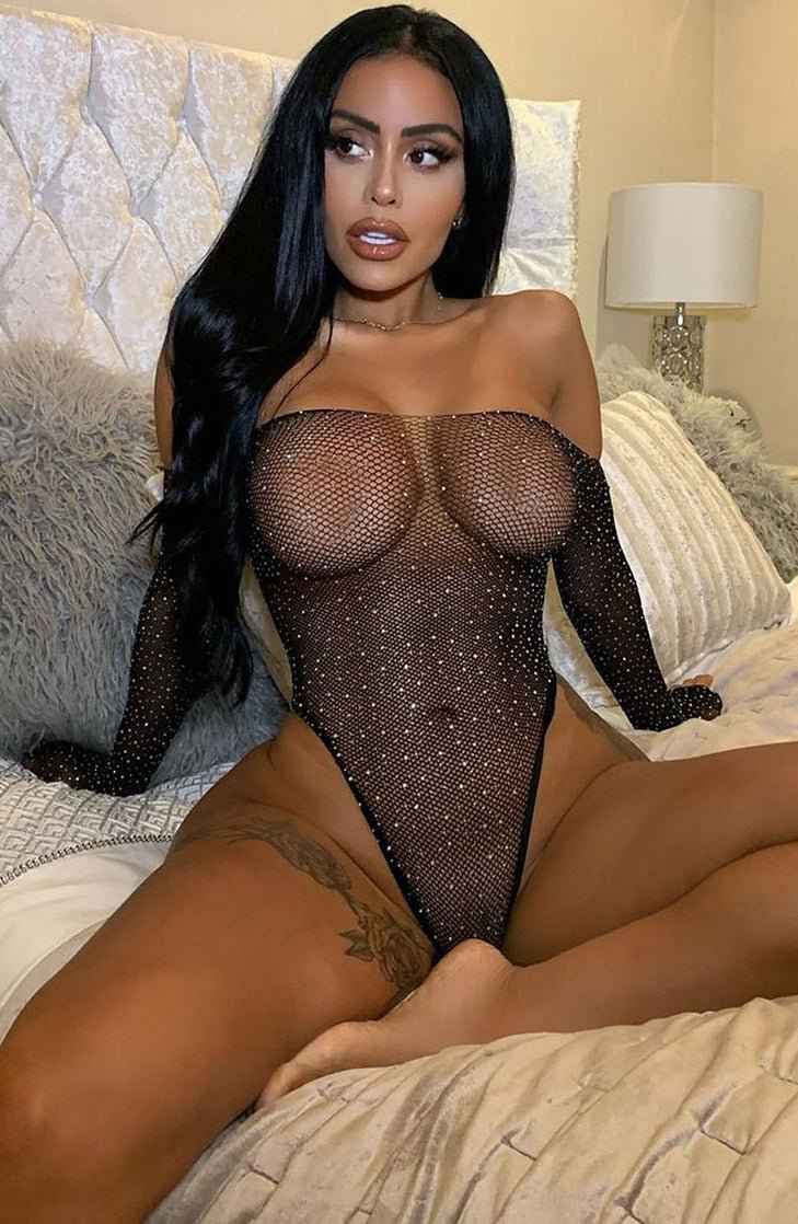 Black Crystalized Fishnet Bodysuit