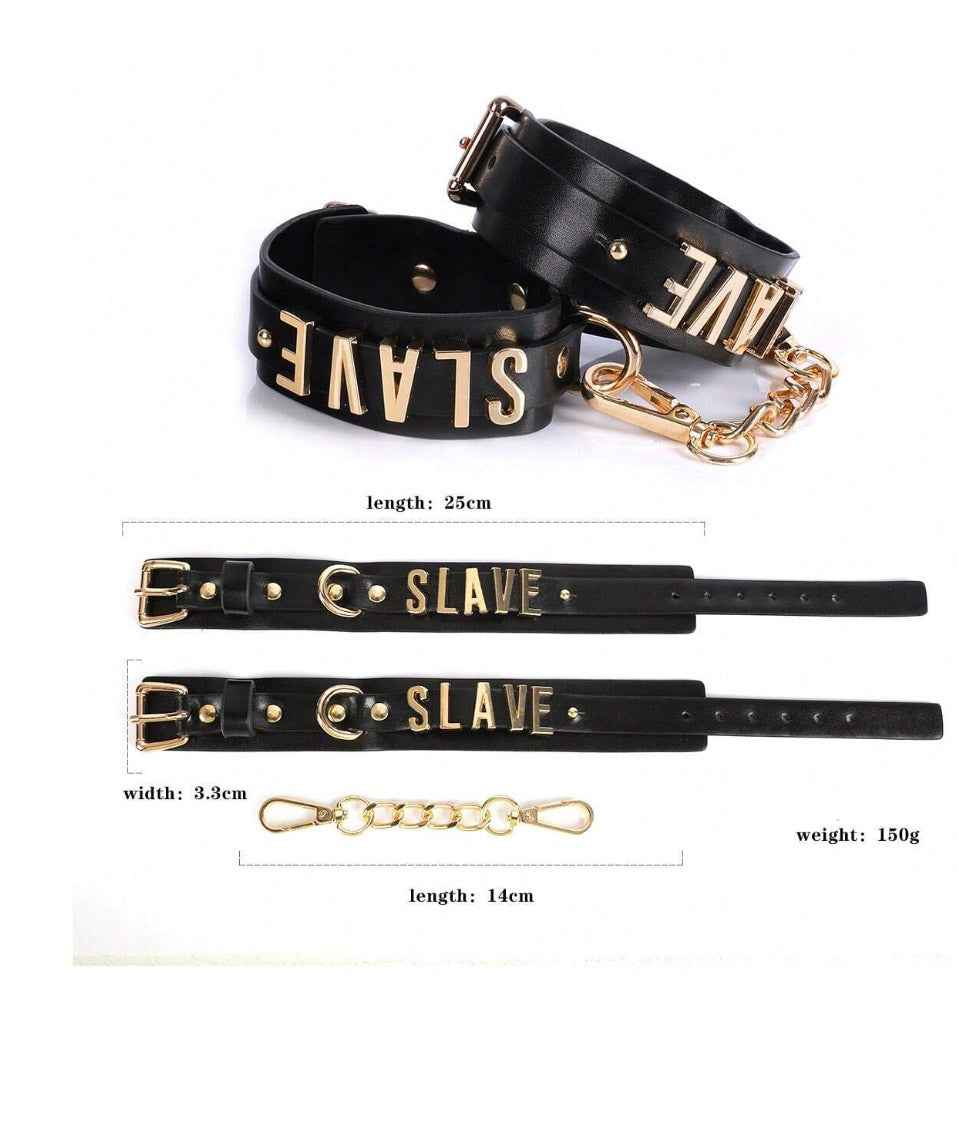 Black Faux Leather Bondage Set For Couples Erotic