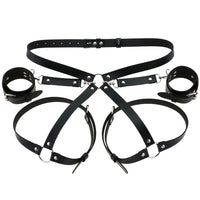 Garter Body Harness Belt Faux Leather Handcuffs - PureDiva