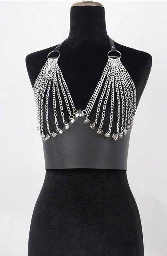 Leather Bust Harness Chain