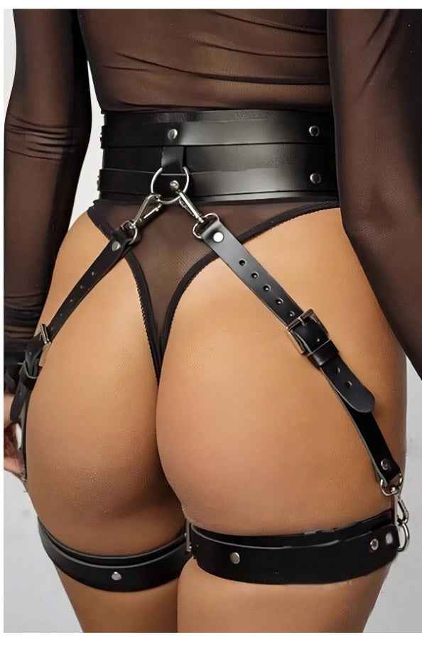 Leather Fetish Harness Strap Belt