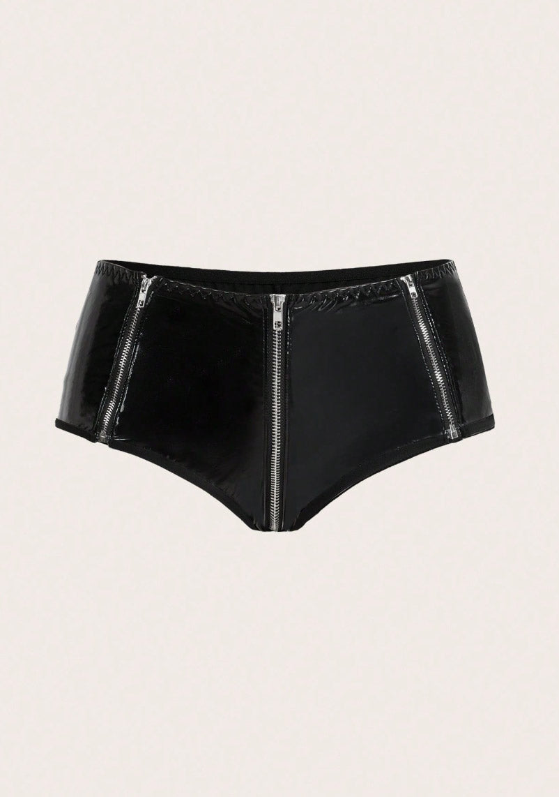 Open Crotch PU Shorts - PureDiva
