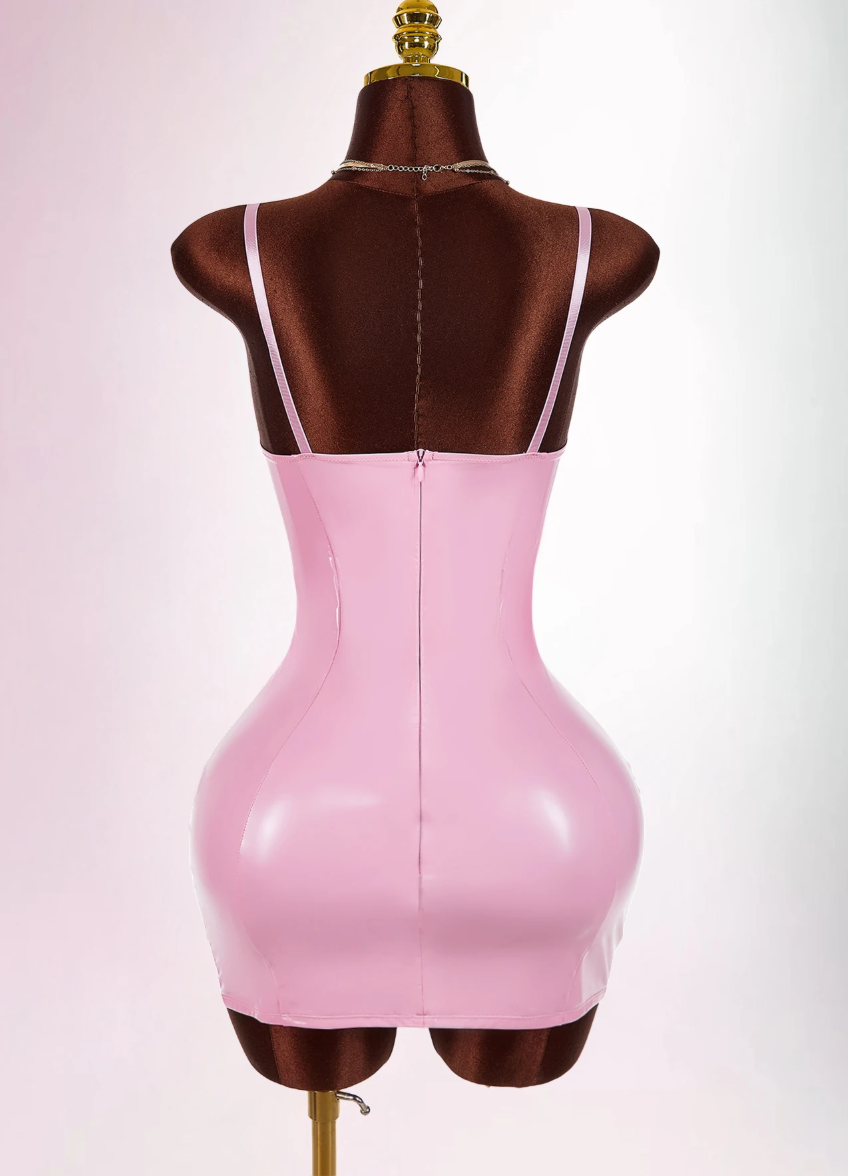 Sexy Pink PU Mini Dress