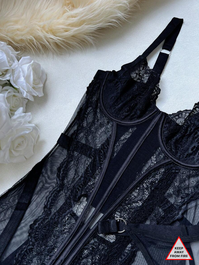Black Ravenna Garter Chemise