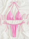 Sexy Pink PU Wet Look Bikini Set - PureDiva