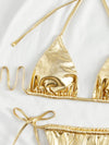 Sexy Gold PU Wet Look Bikini Set - PureDiva