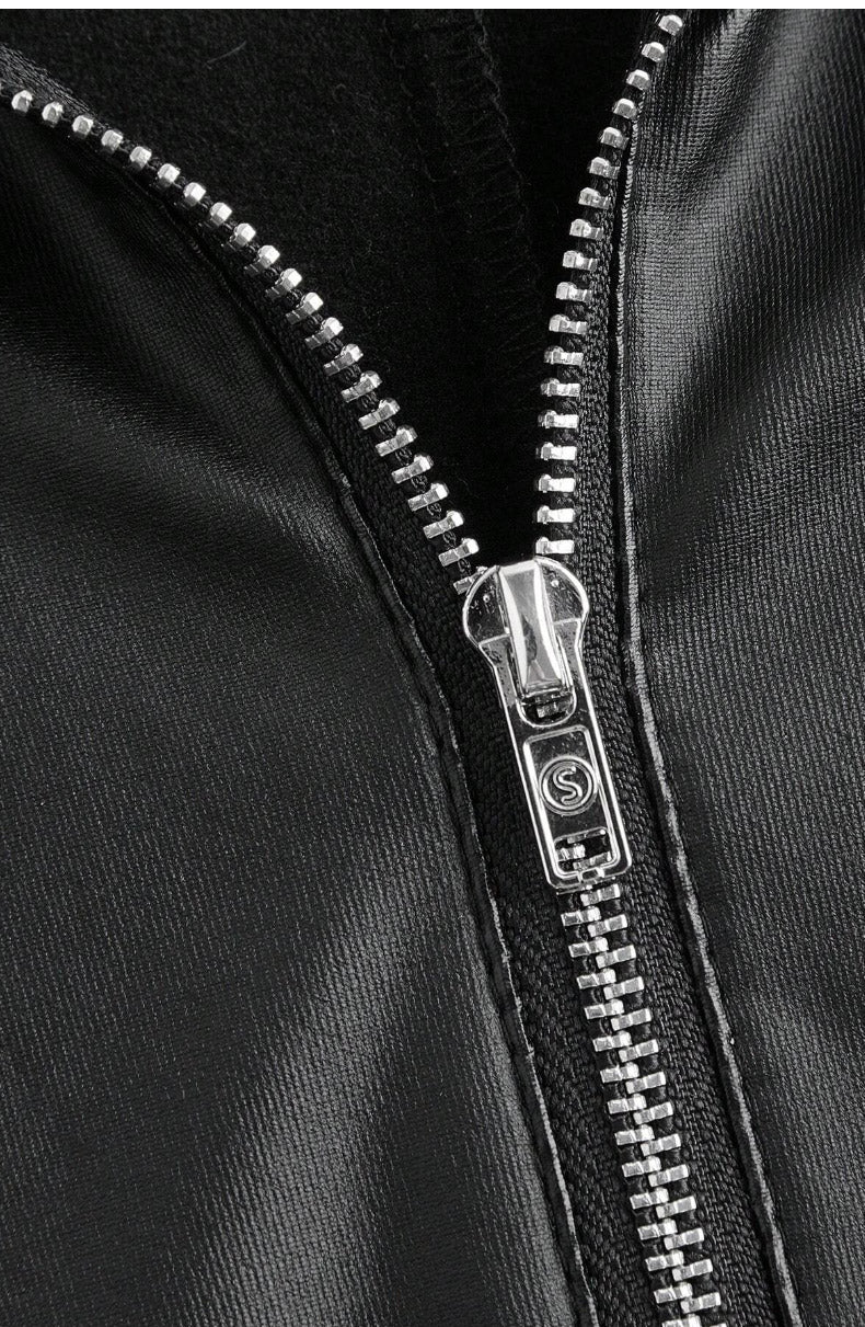 Black Wet Look Zipper Front Catsuit