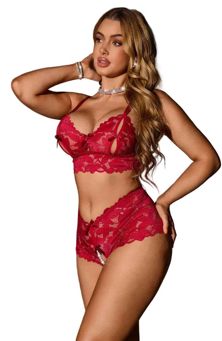 Open Crotch Panty Lingerie Set
