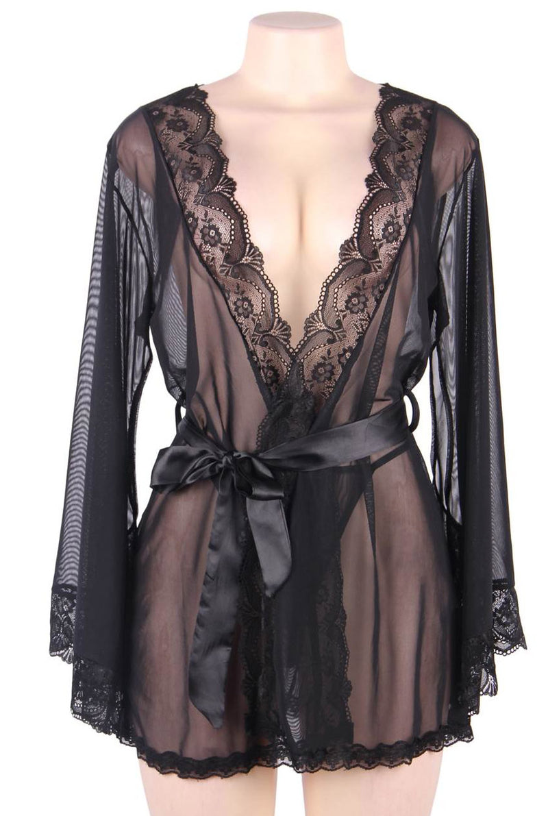 Black Sheer Desire Robe-Nightwear-PureDiva