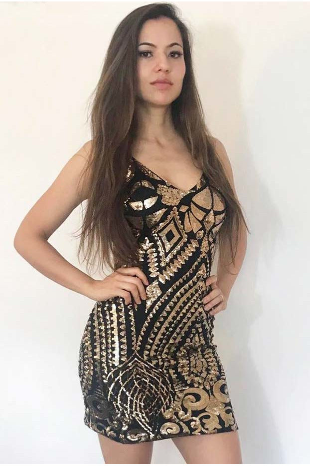 Sequin Strappy Mini Dress-Party Dresses-PureDiva