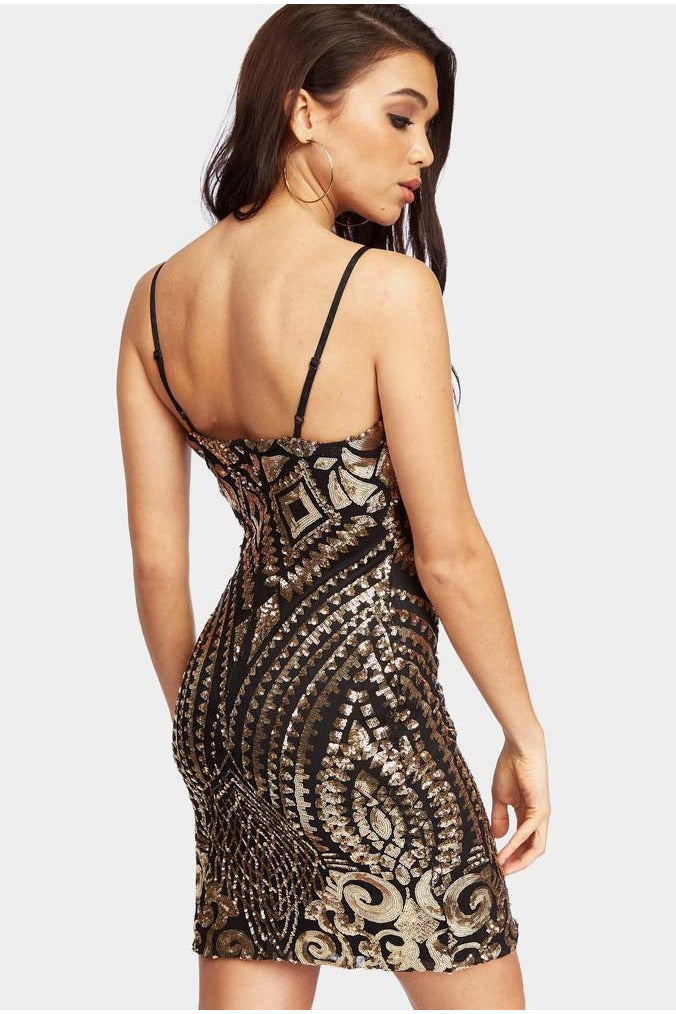 Sequin Strappy Mini Dress-Party Dresses-PureDiva