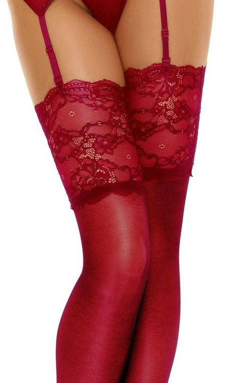 Beauty Night BN6543 Romance Stockings Cherry - PureDiva