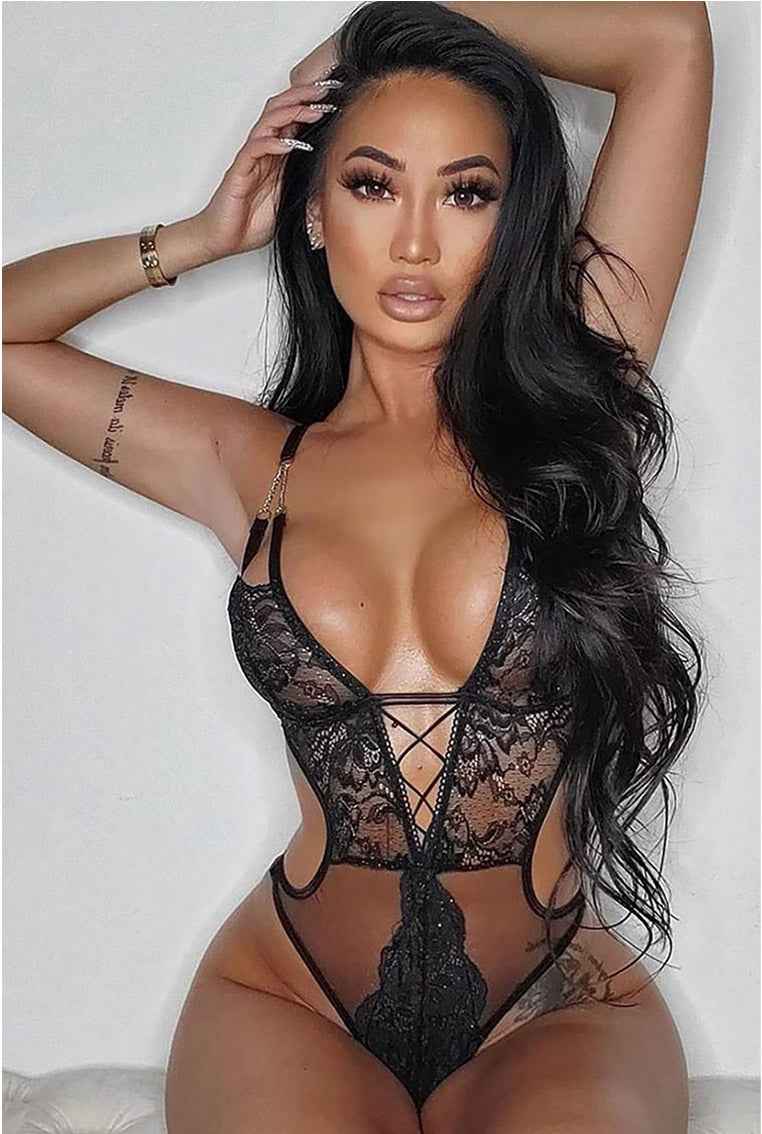 Chained Heart Sparkle Lace Teddy