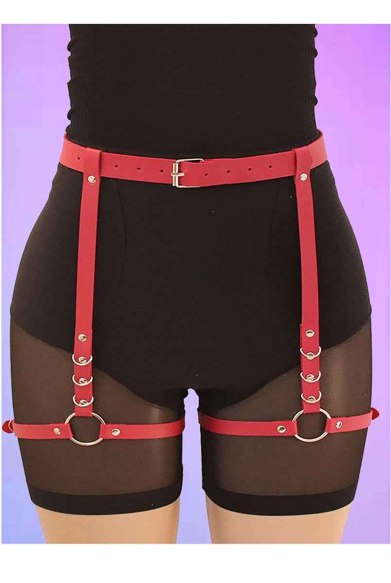 Leather Harness garter belt Red Leather Harness garter belt Red