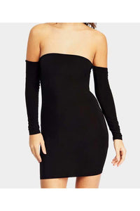 Bardot Long Sleeve Bodycon Dress-Party Dresses-PureDiva