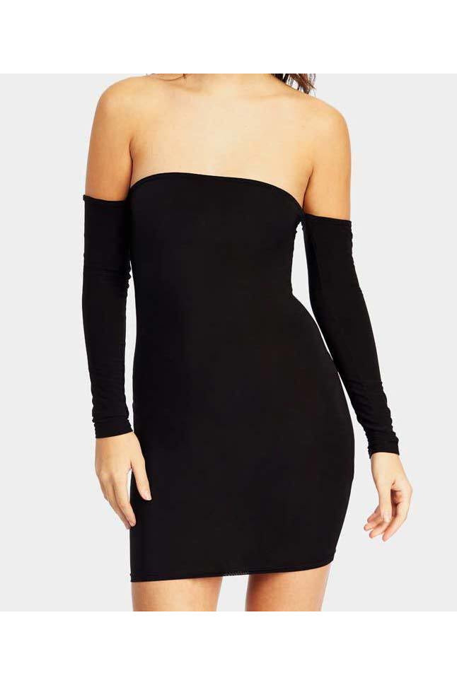 Bardot Long Sleeve Bodycon Dress-Party Dresses-PureDiva