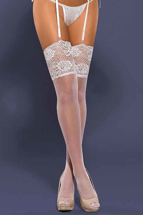 Obsessive White Lace Thigh Highs - PureDiva