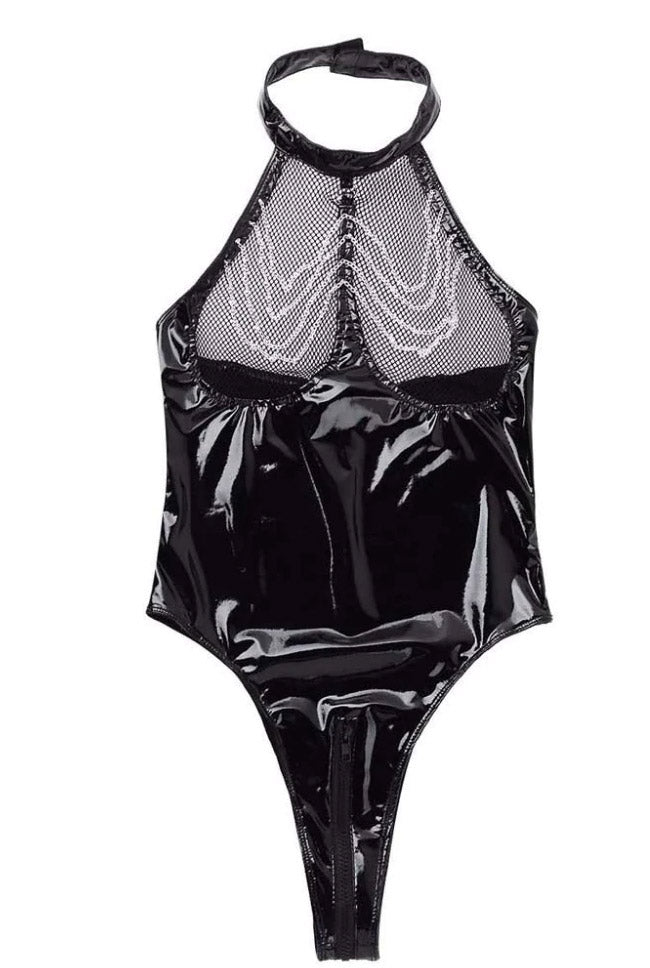 PVC Wet Look Playsuit Bodysuit - PureDiva