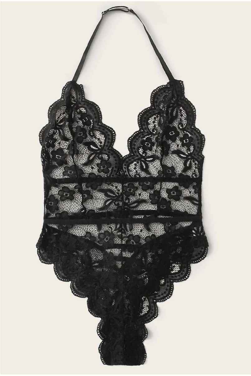 Plunging Lace Halterneck Teddy
