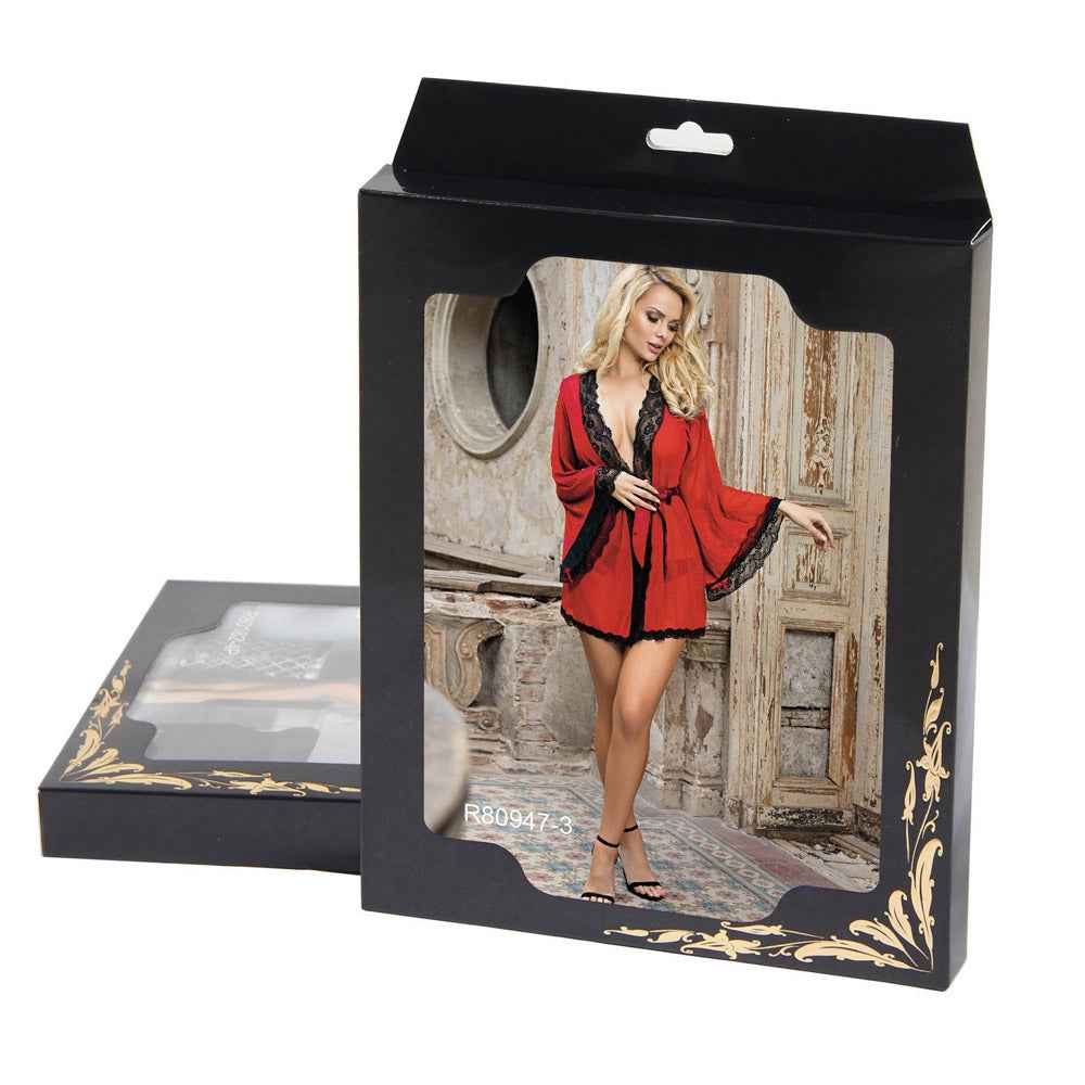 Red & Black Sheer Desire Robe