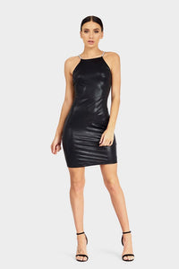 Black Dress Diamante back strap-Party Dresses-PureDiva