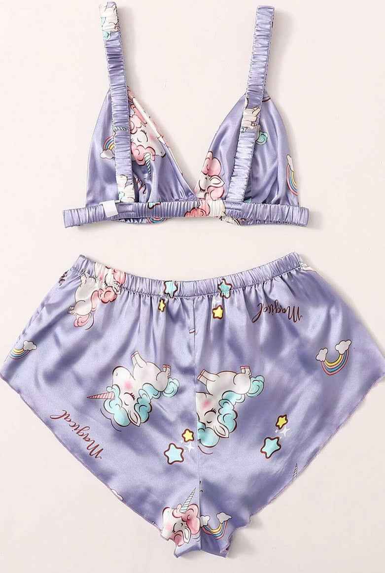 Satin Bralet And Short PJ Night Set