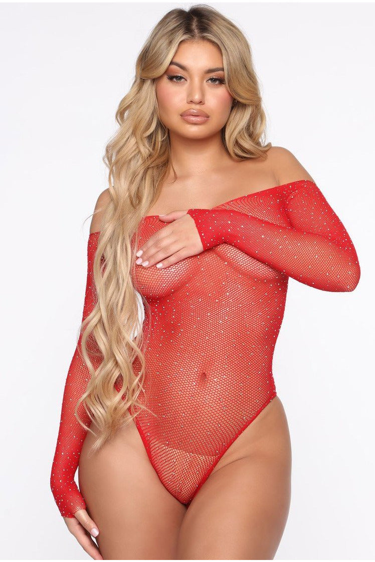 Sparkle Bright Rhinestone Teddy - Red - PureDiva