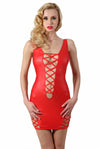 Sexy Red Wetlook Mini Dress-Clubwear-PureDiva