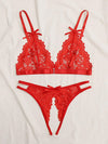 Daring Crotchless Red lace Bra Set-Bra Sets-PureDiva