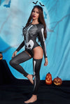 Sexy Skeleton Halloween Bodysuit Costume-Teddy-PureDiva