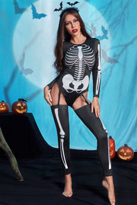 Sexy Skeleton Halloween Bodysuit Costume-Teddy-PureDiva