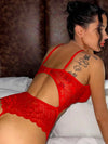 Sexy Red Lace Underwire Teddy Bodysuit-Teddy-PureDiva