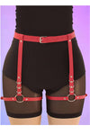 Leather Harness garter belt Red-Garters-PureDiva