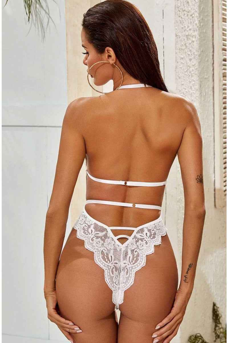 White Lace Bodysuit Teddy - PureDiva