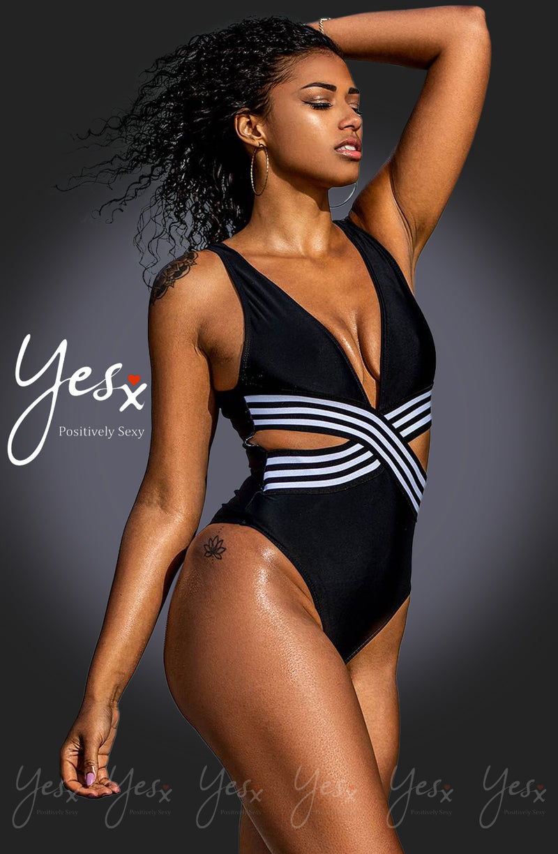 YesX YX980 One Piece Swimsuit Black - PureDiva