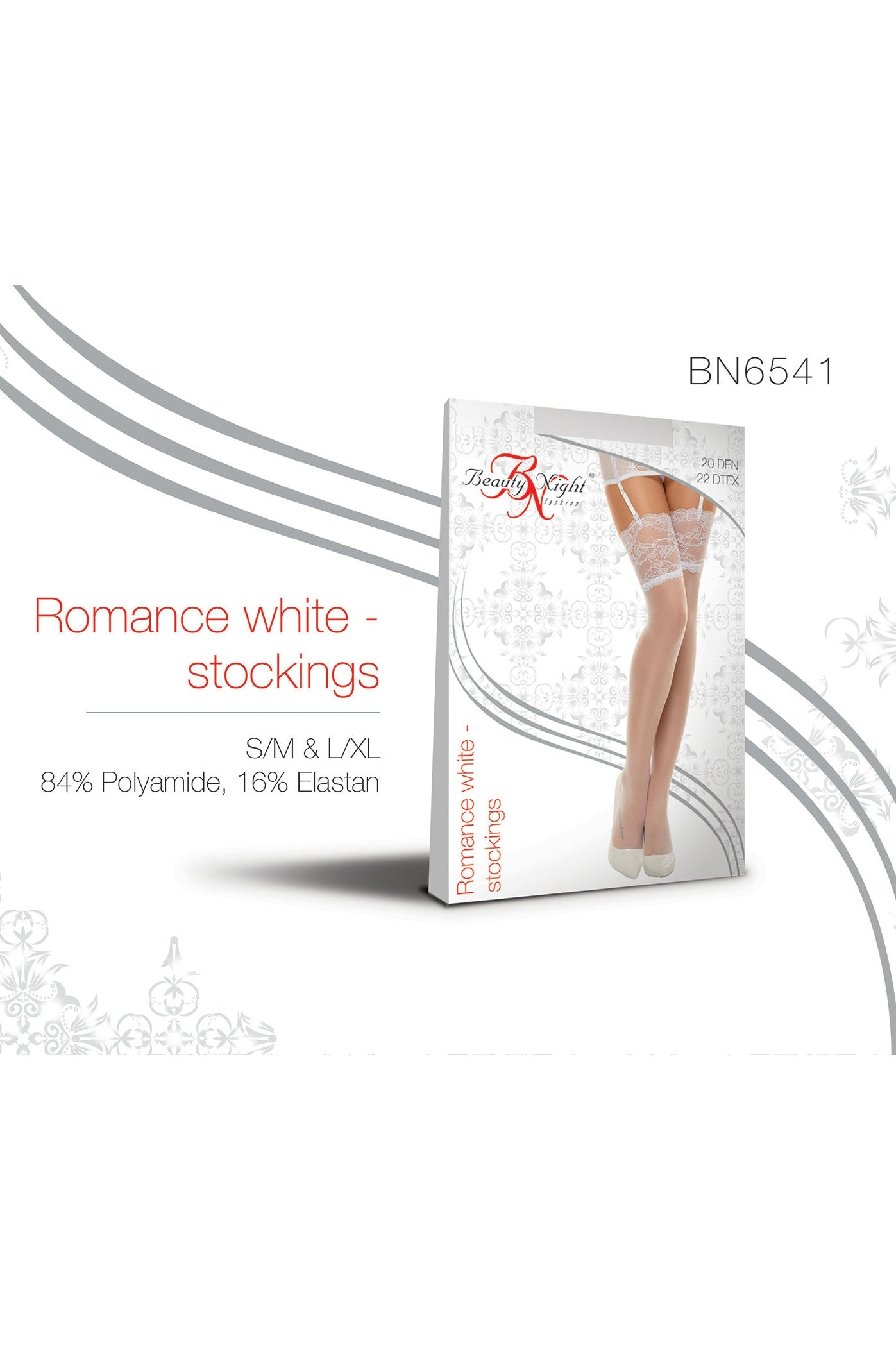 Beauty Night BN6541 Romance Stockings White - PureDiva
