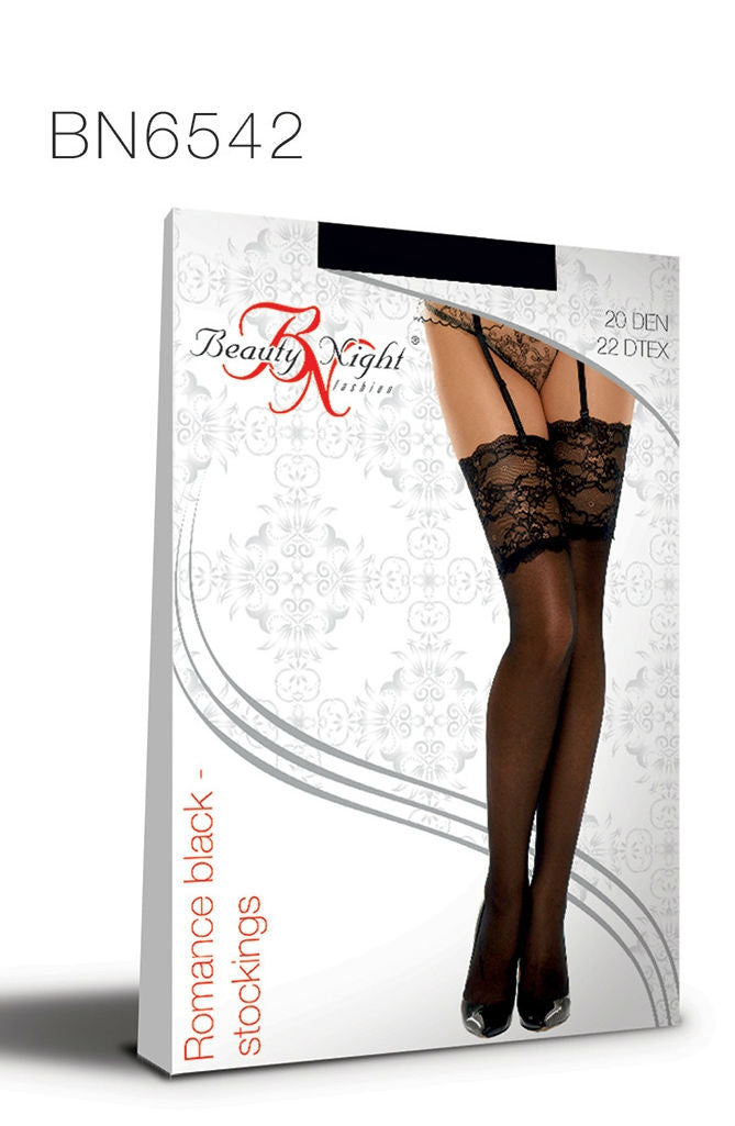 Beauty Night BN6542 Romance Stockings Black - PureDiva