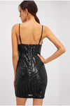 Black Strappy Sequin Bodycon Dress-Party Dresses-PureDiva