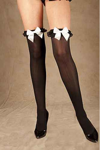 Queen Black & White Stockings-Leg Wear-PureDiva