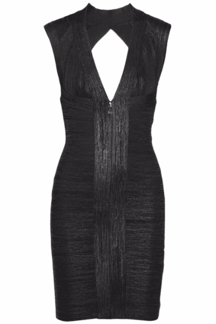 Black Glitter Bandage Dress-Party Dresses-PureDiva