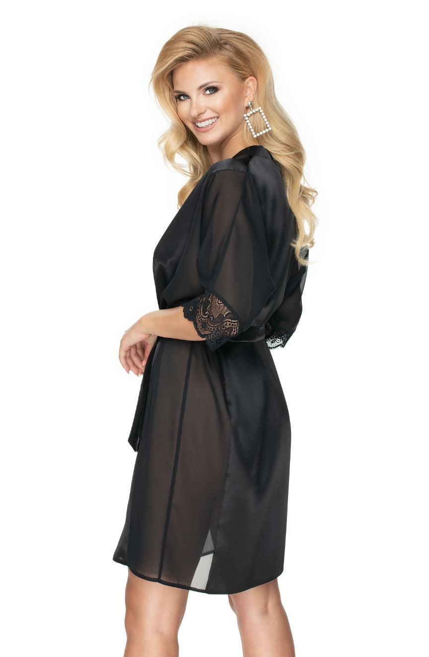 Irall Sharon Dressing Gown Black - PureDiva