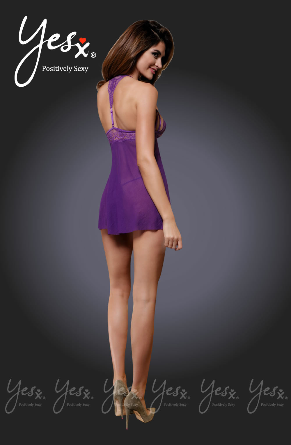 YesX YX632 2pc Dress & Thong Purple - PureDiva